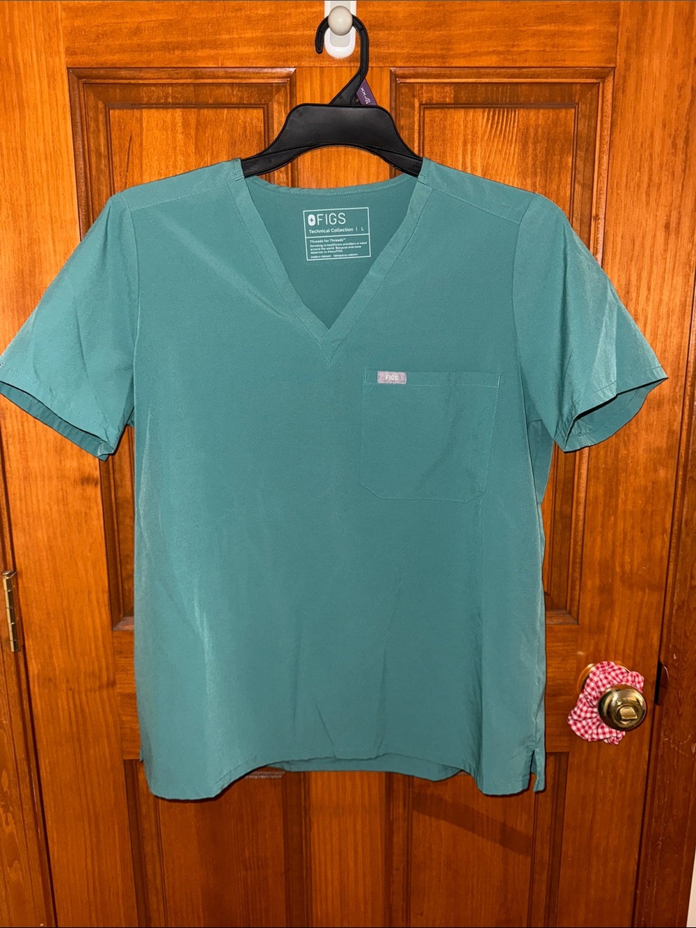 Figs Teal V-Neck Women's Scrub Top with Chest Pocket